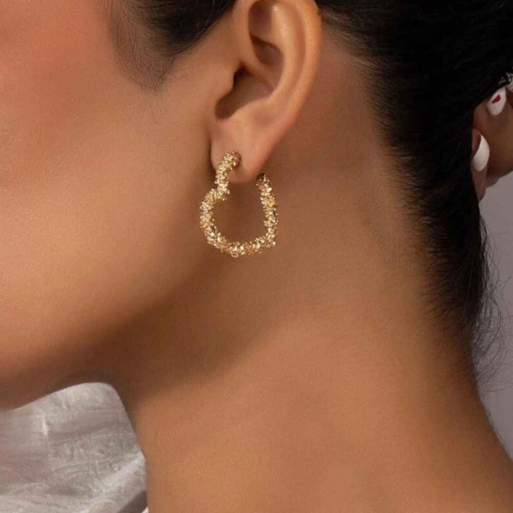 Gold Twisted Hoop Earrings Jewelry